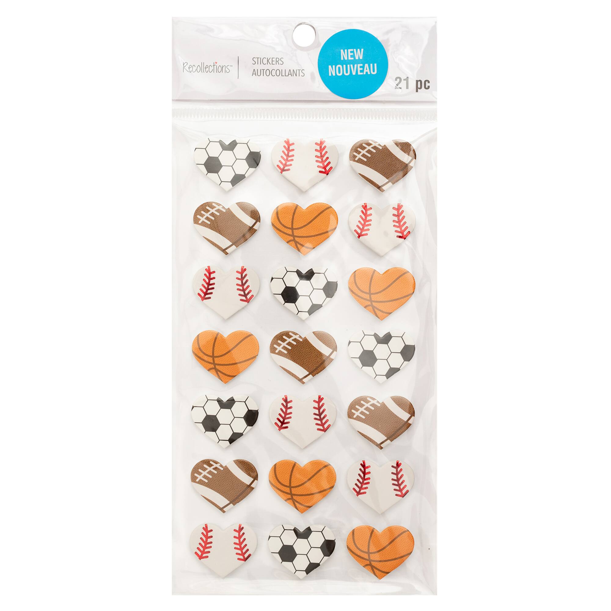 Heart Sports Ball Dimensional Stickers by Recollections™